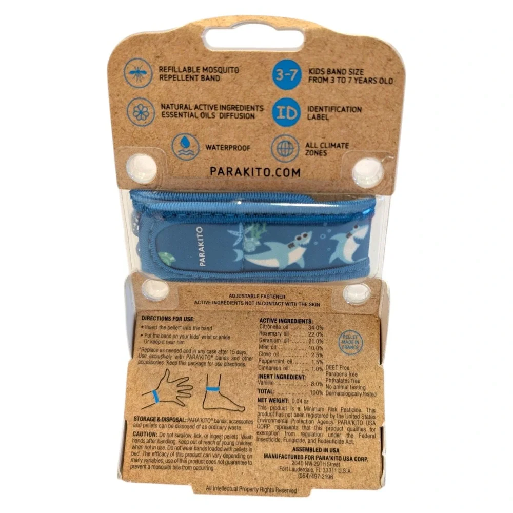 Para Kito Kids Mosquito Repellent Band Shark EXP‎ 09/26 Blue Refillable